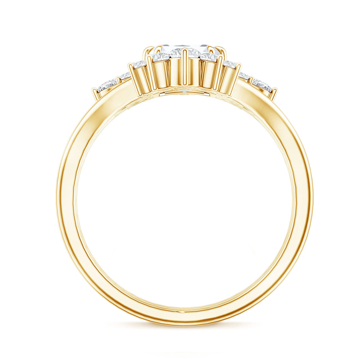 Designer Emerald Cut Moissanite Wedding Ring Set for Women