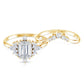 Designer Emerald Cut Moissanite Wedding Ring Set for Women
