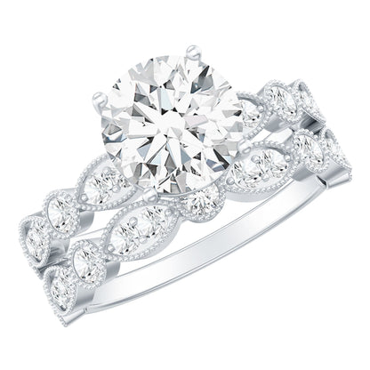 2 Carat Brilliant Cut Moissanite Bridal Ring Set