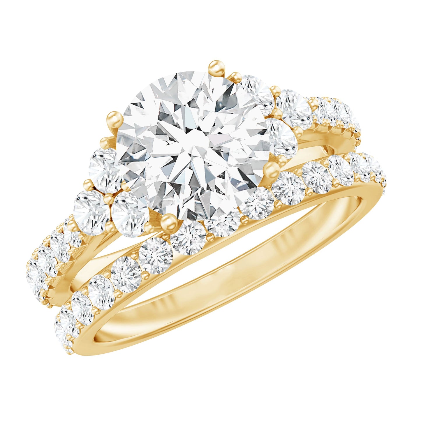 Anillo de compromiso certificado de moissanita de 2 quilates con realzador
