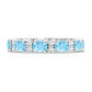 Natural Aquamarine Diamond Eternity Wedding Band in East West Style