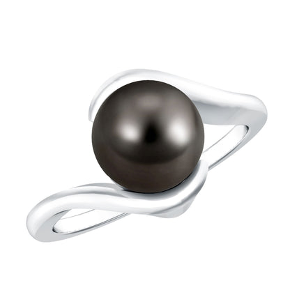 7.5 Carat Certified Tahitian Black Pearl Solitaire Bypass Ring