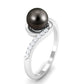 Solitaire Tahitian Pearl Bypass Engagement Ring with Diamond