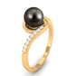 Solitaire Tahitian Pearl Bypass Engagement Ring with Diamond