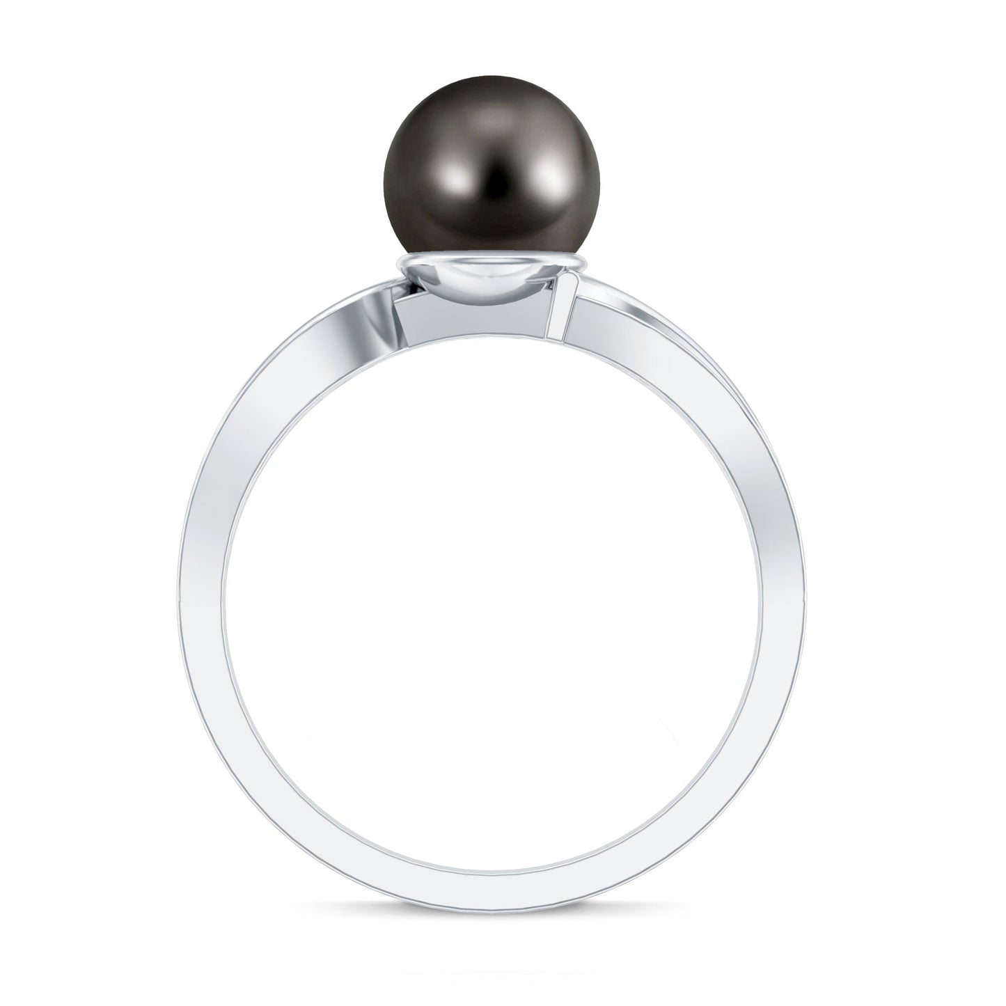Anillo de compromiso solitario de perla de Tahití de 7,5 quilates con diamante