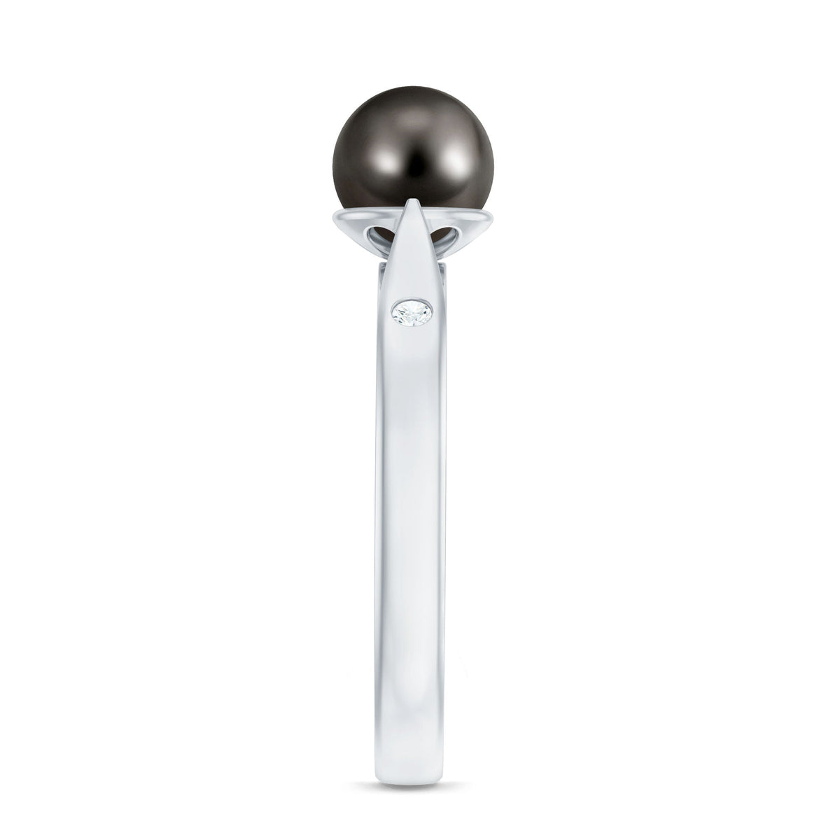 Solitaire Black Tahitian Pearl Engagement Ring with Certificate
