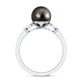 Tahitian Pearl and Diamond Engagement Ring with Split Shank