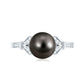 Tahitian Pearl and Diamond Engagement Ring with Split Shank