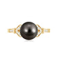 Tahitian Pearl and Diamond Engagement Ring with Split Shank