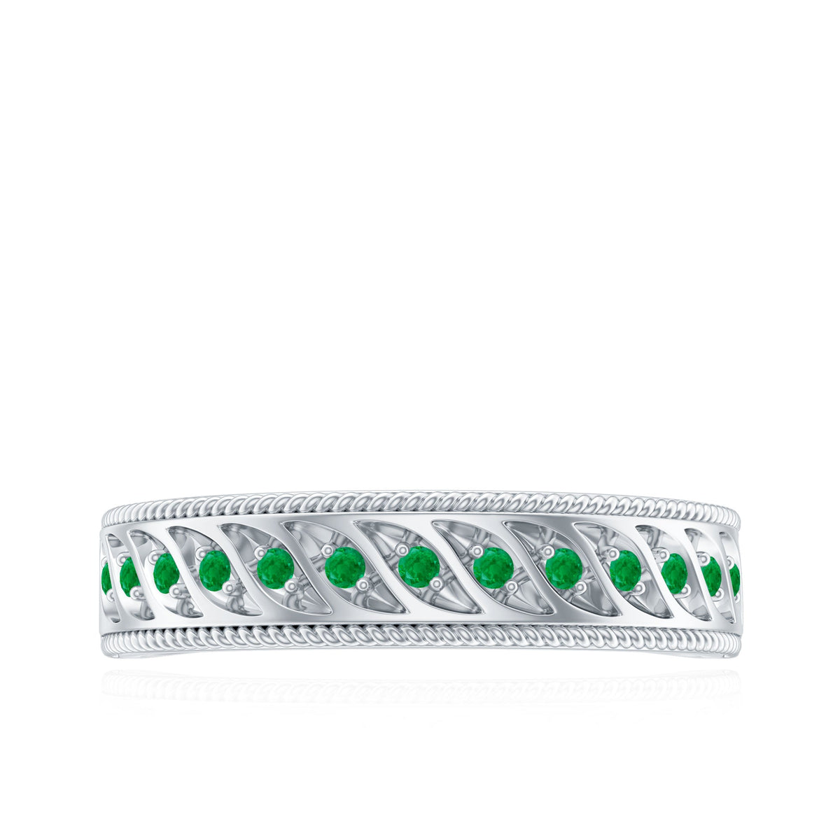 Genuine Emerald Vintage Inspired Eternity Band