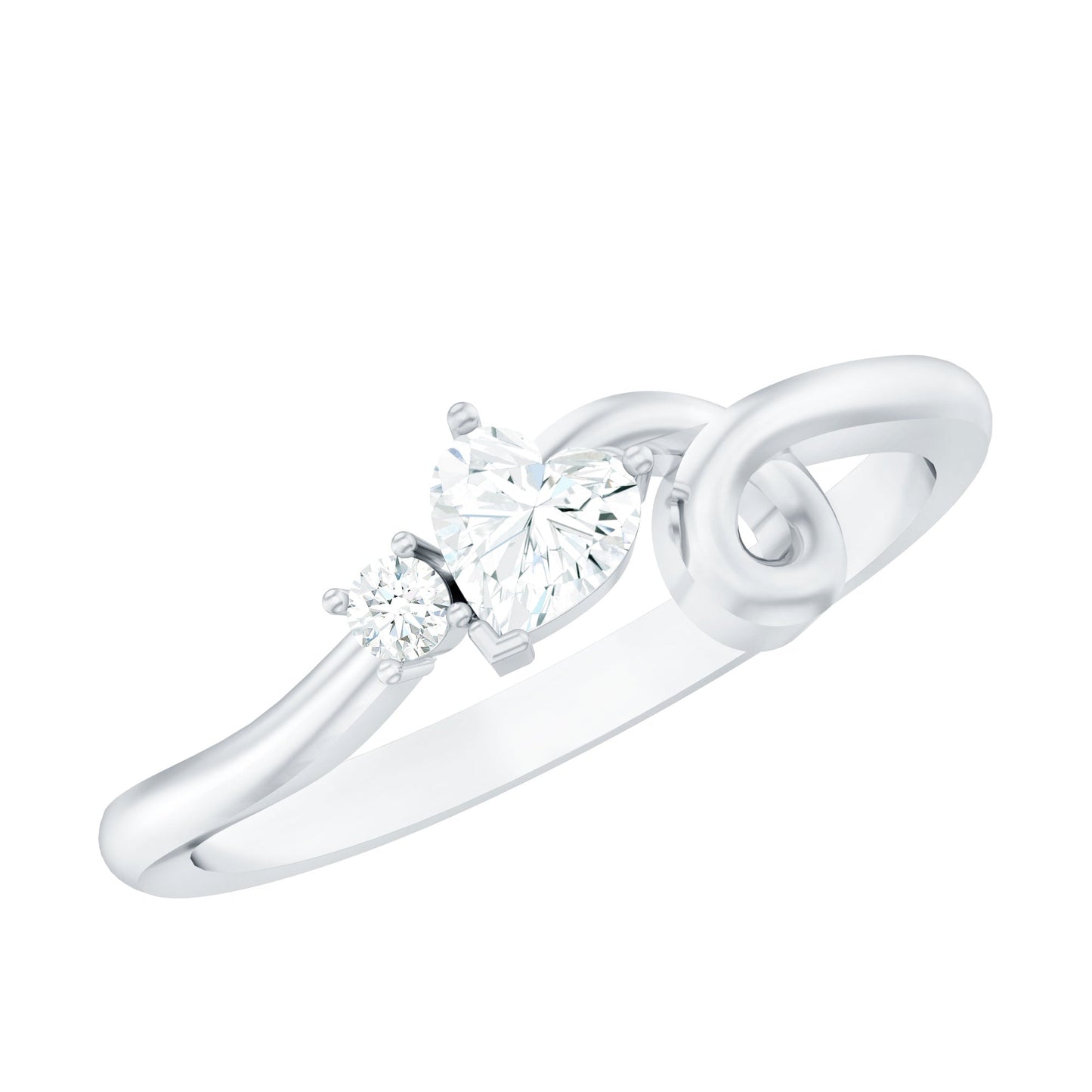 Anillo de promesa con corazón de moissanita certificada y vástago trenzado