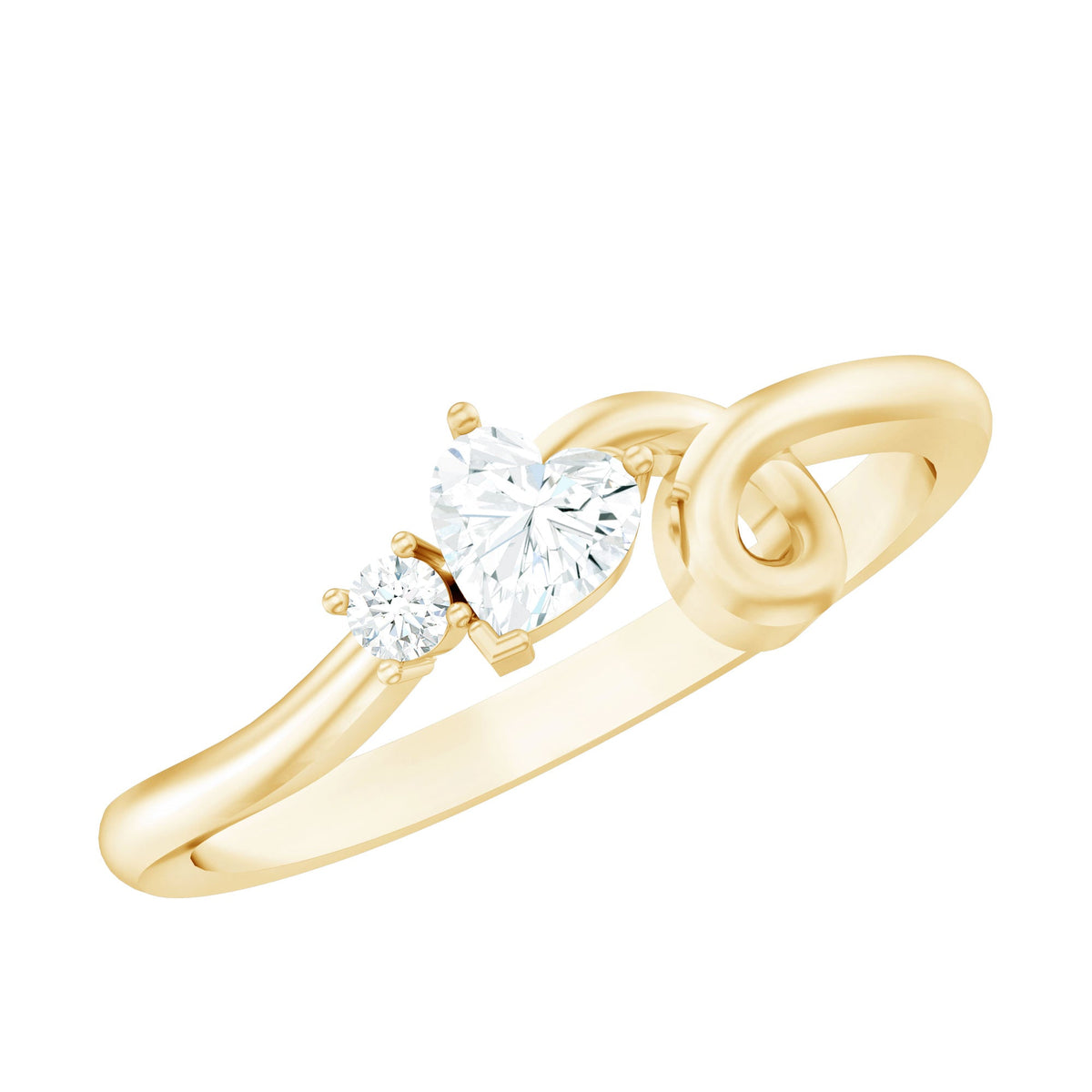 Anillo de promesa con corazón de moissanita certificada y vástago trenzado
