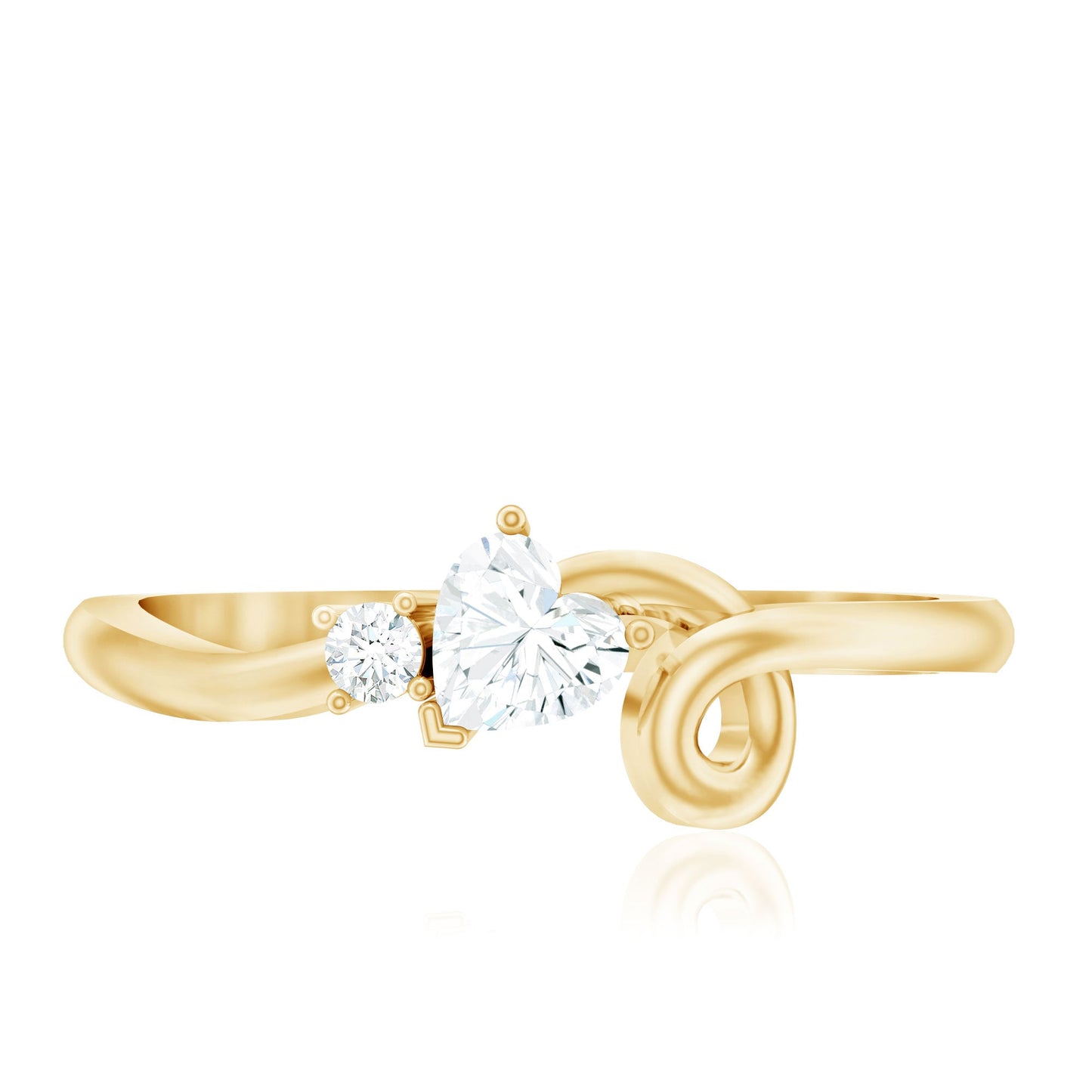 Anillo de promesa con corazón de moissanita certificada y vástago trenzado