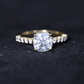Solitaire Moissanite Cushion Cut Engagement Ring with Side Stones