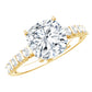Solitaire Moissanite Cushion Cut Engagement Ring with Side Stones