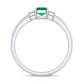 Emerald Cut Emerald and Diamond 3 Stone Promise Ring for Her