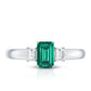 Emerald Cut Emerald and Diamond 3 Stone Promise Ring for Her