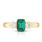 Emerald Cut Emerald and Diamond 3 Stone Promise Ring for Her