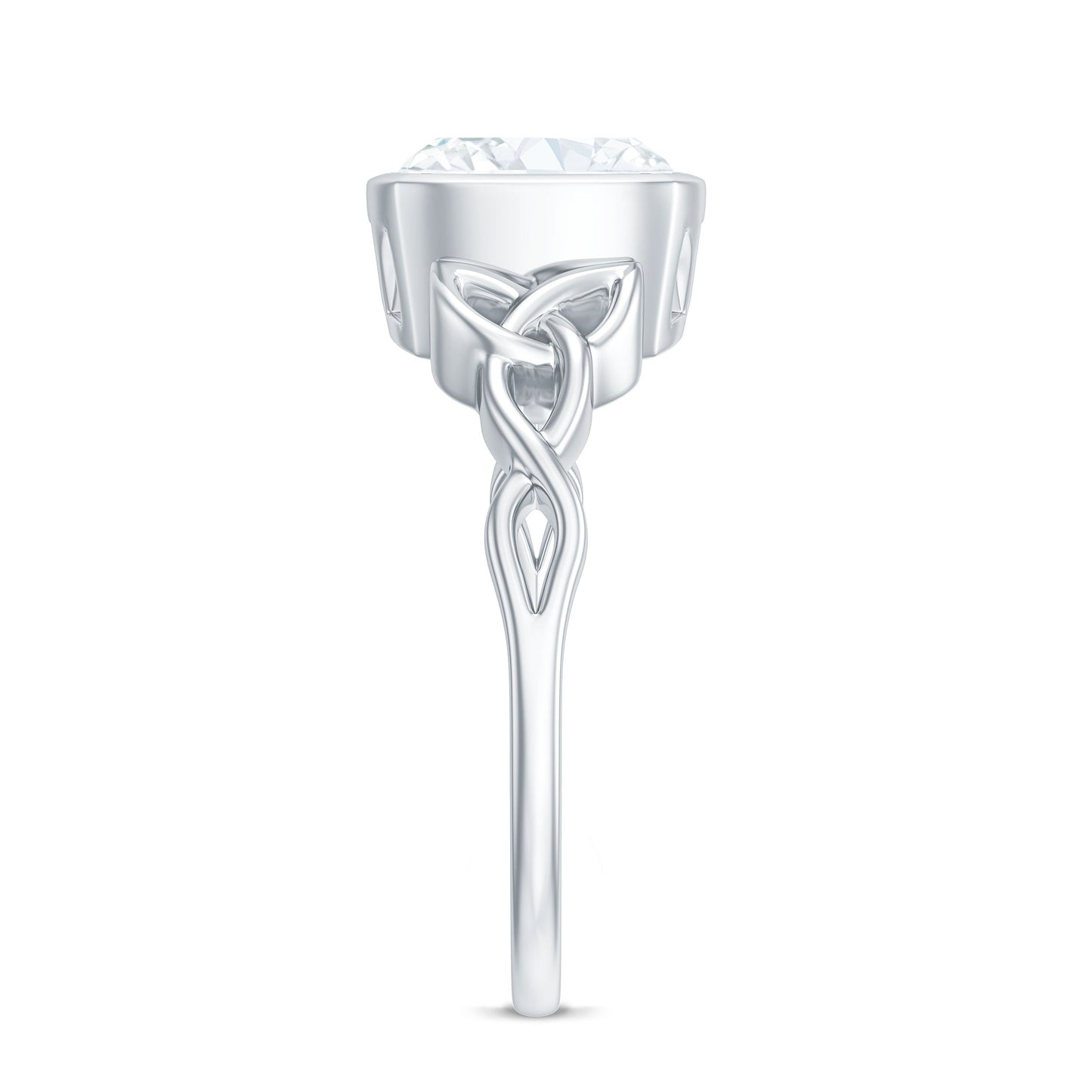 Anillo Solitario Nudo Celta de Moissanita Corte Cojín con Engaste de Bisel