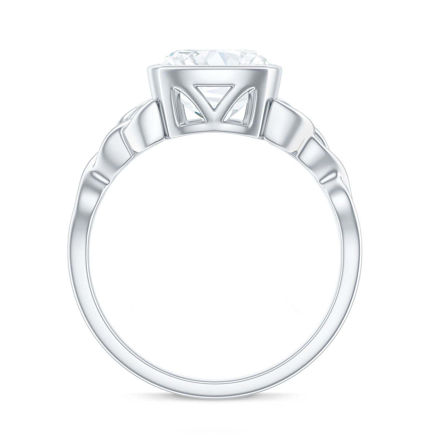 Anillo Solitario Nudo Celta de Moissanita Corte Cojín con Engaste de Bisel