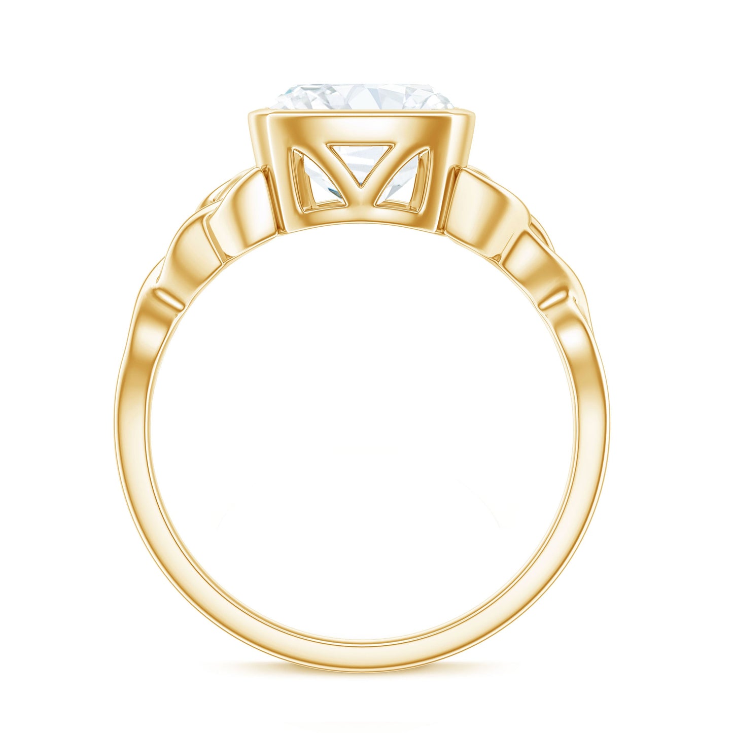 Anillo Solitario Nudo Celta de Moissanita Corte Cojín con Engaste de Bisel
