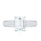 Emerald Cut Moissanite Side Stone Engagement Ring