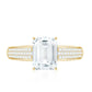 Emerald Cut Moissanite Side Stone Engagement Ring