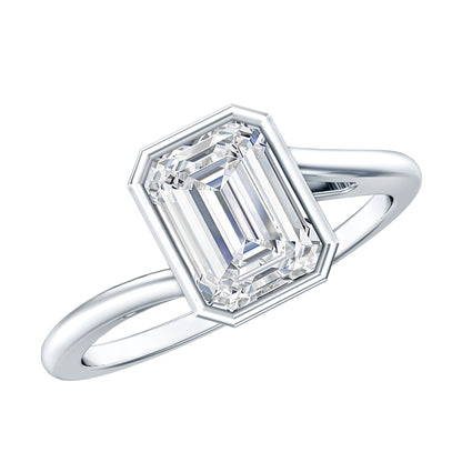 Anillo de compromiso de moissanita con corte esmeralda de 1.8 para mujer
