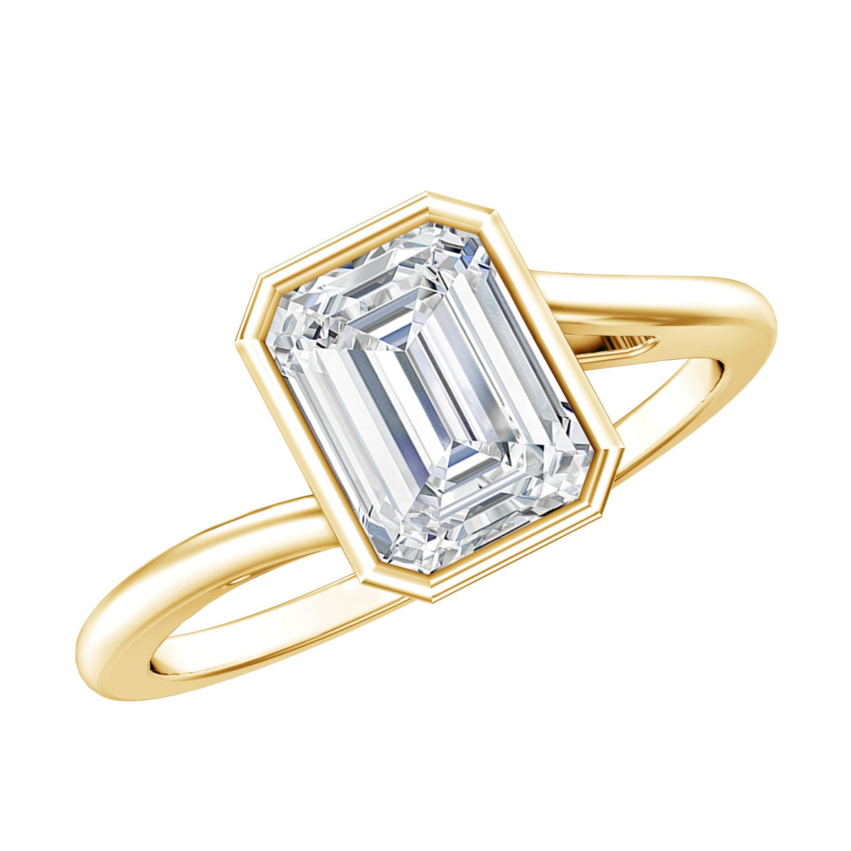 Anillo de compromiso de moissanita con corte esmeralda de 1.8 para mujer