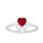 Anillo de Promesa de Corazón de Rubí Natural de 0,6 Quilates con Diamantes para Mujer