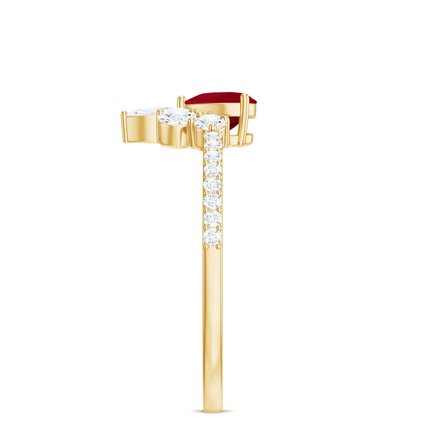 Anillo de Promesa de Corazón de Rubí Natural de 0,6 Quilates con Diamantes para Mujer