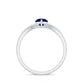 Pear Cut Solitaire Blue Sapphire Split Shank Ring with Diamond