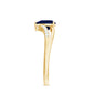 Pear Cut Solitaire Blue Sapphire Split Shank Ring with Diamond