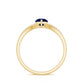 Pear Cut Solitaire Blue Sapphire Split Shank Ring with Diamond