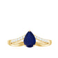 Pear Cut Solitaire Blue Sapphire Split Shank Ring with Diamond