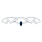 Natural Marquise Cut Blue Sapphire and Diamond Three Piece Stackable Ring Set