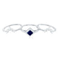 0.4 Carat Princess Cut Blue Sapphire Bridal Ring Set with Moissanite Halo