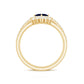 0.4 Carat Princess Cut Blue Sapphire Bridal Ring Set with Moissanite Halo