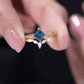 Certified Lab Grown Blue Sapphire Princess Cut Engagement Ring Set with Diamond
