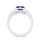 Certified Lab Grown Blue Sapphire Princess Cut Engagement Ring Set with Diamond