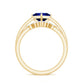 Certified Lab Grown Blue Sapphire Princess Cut Engagement Ring Set with Diamond