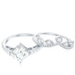 Juego de anillos de novia vintage de moissanita con talla brillante