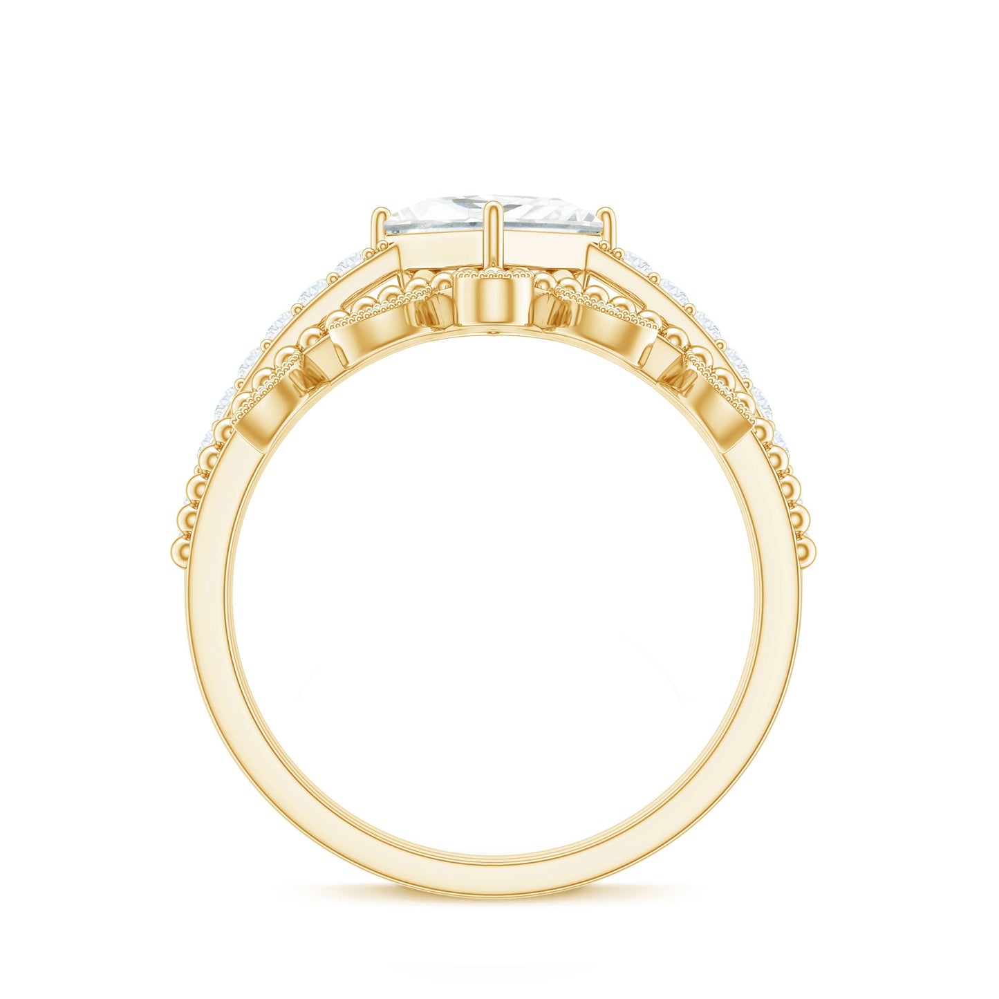 Juego de anillos de novia vintage de moissanita con talla brillante