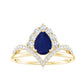 Pear Cut Blue Sapphire Designer Solitaire Ring with Diamond