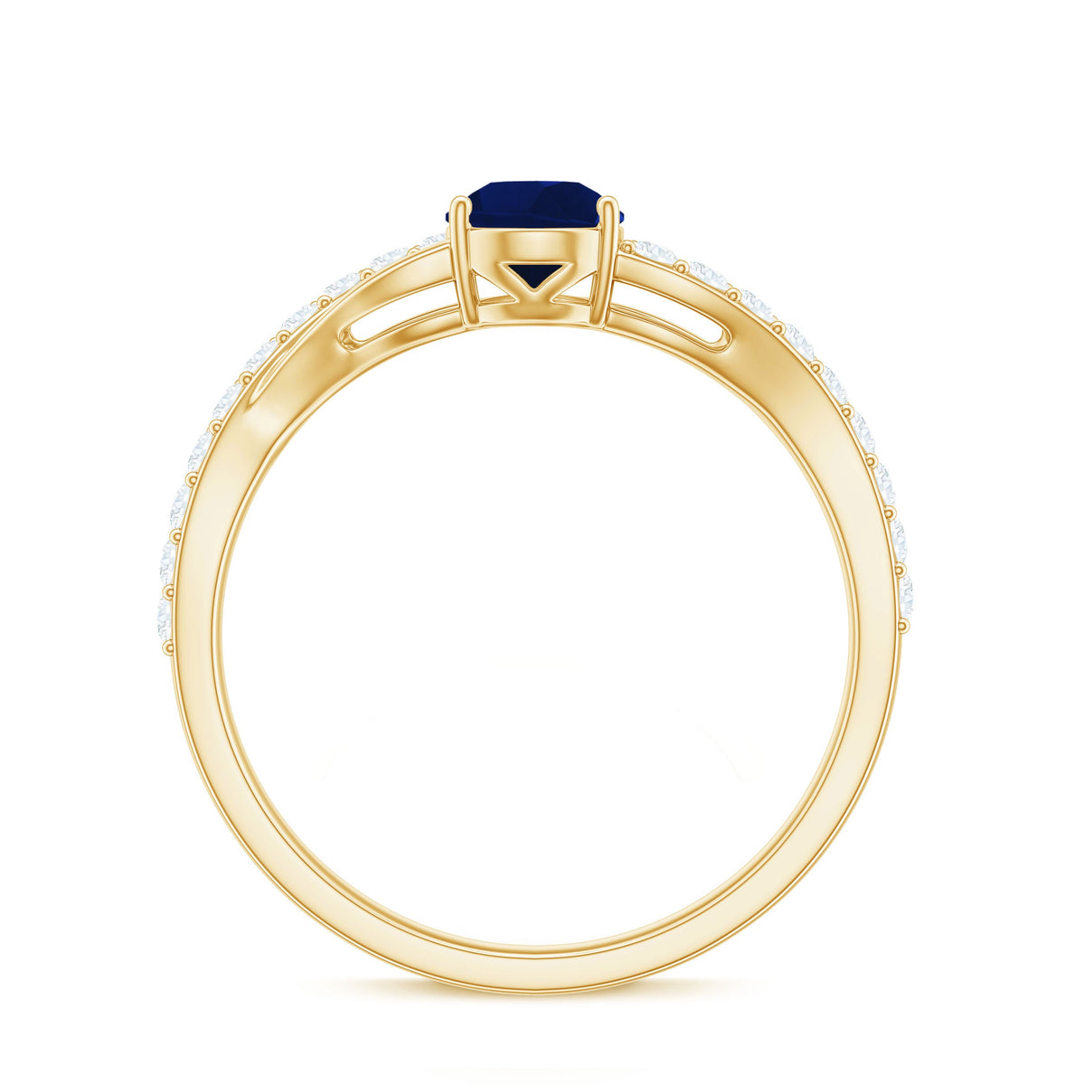 Genuine 0.5 Carat Pear Shaped Blue Sapphire Split Shank Engagement Ring with Certificate