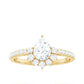 Moissanite Teardrop Engagement Ring with Half Halo