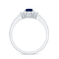 0.5 Carat Pear Shaped Blue Sapphire and Diamond Half Halo Engagement Ring