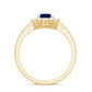 0.5 Carat Pear Shaped Blue Sapphire and Diamond Half Halo Engagement Ring