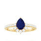 0.5 Carat Pear Shaped Blue Sapphire and Diamond Half Halo Engagement Ring
