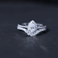 Juego de anillo de novia de moissanita certificado de 0,5 quilates en forma de lágrima con halo